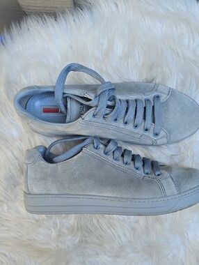 Prada blue gray suede sneakers 37